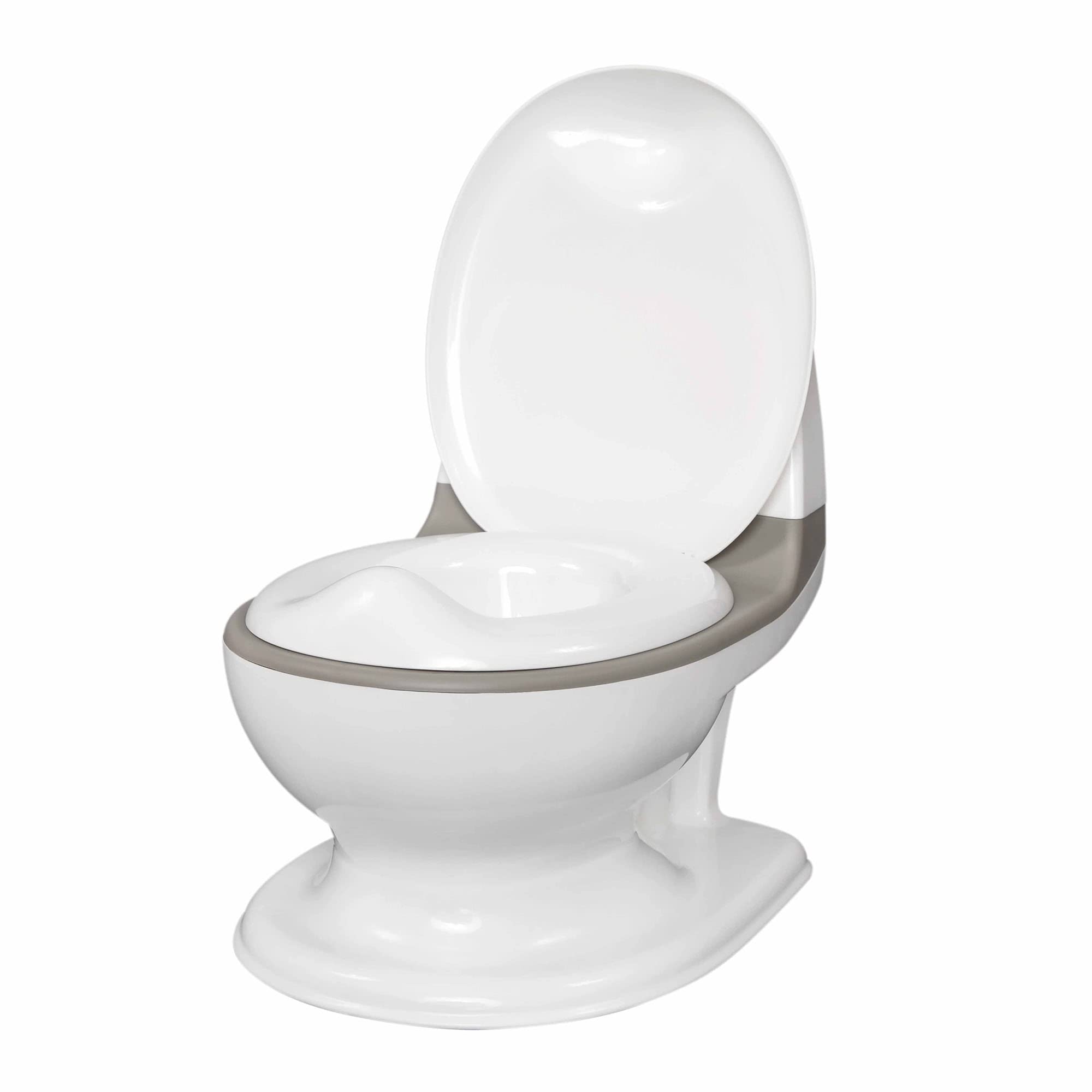 Nuby Dr. Talbot's - My Real Potty - Kinder Töpfchen mit Spülgeräusch - Toilettentrainer für Kinder - mit echtem Sound und Batterien sind im Lieferumfang enthalten - Toilette Grau und Weiß - 18+ Monate