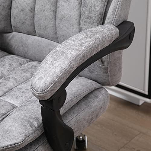 Vinsetto 6-point Vibrating Heat Massage Chair Micro Fibre Upholstery w/Manual Footrest Padding High Back Remote Wheels Swivel Chair Reclining Grey