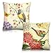 Juego de 2 fundas de almohada decorativas con diseño floral de pájaro, de algodón, 18 x 18 pulgadas, cuadradas, para sala de estar, cama, sofá, silla, sofá