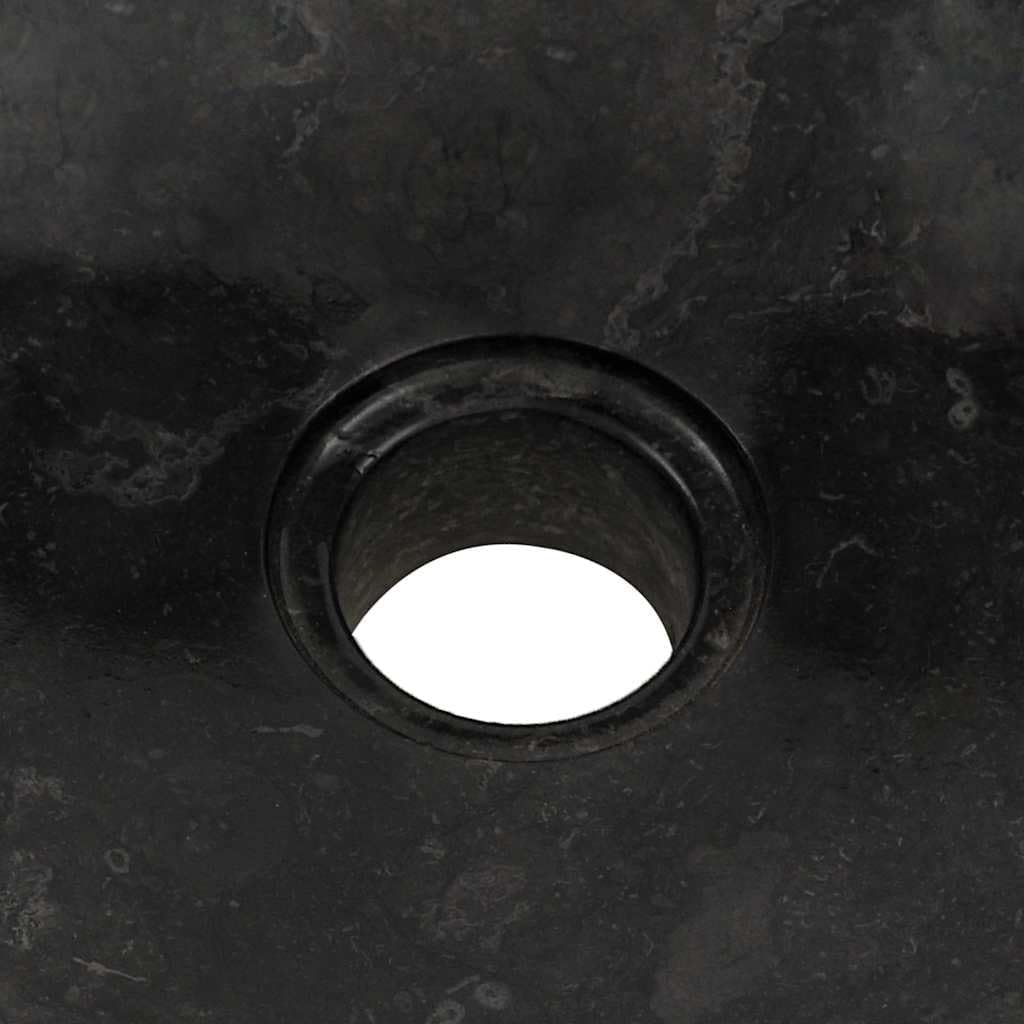 15.7 inch Black Marble Vessel Sink for Bathroom 4.7 H Stone Basin with 1.8 Drain Hole Modern Farmhouse Style Small Vanity Bowl for Restroom Powder Room
