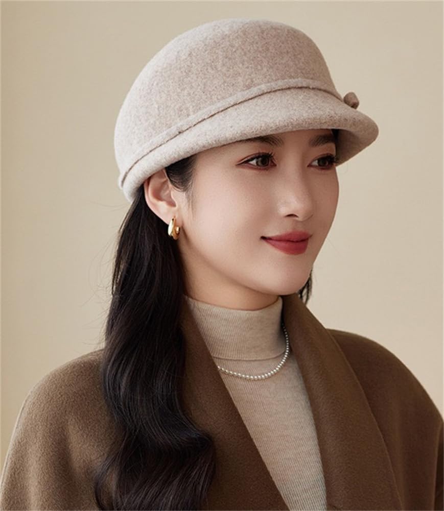 Women Vintage Fedora Bowler Hats Elegant Felt Cloche Hat Visor Warm Bowknot Newsboy Cap Fall Winter