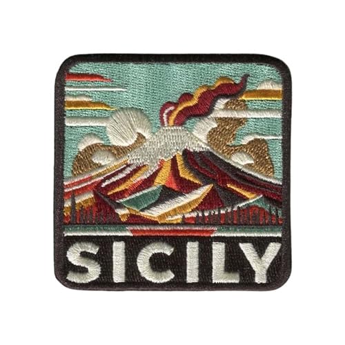 Vagabond Heart Sicily Patch - Sicily Italy Iron On Travel Badge - Mount Etna Souvenir