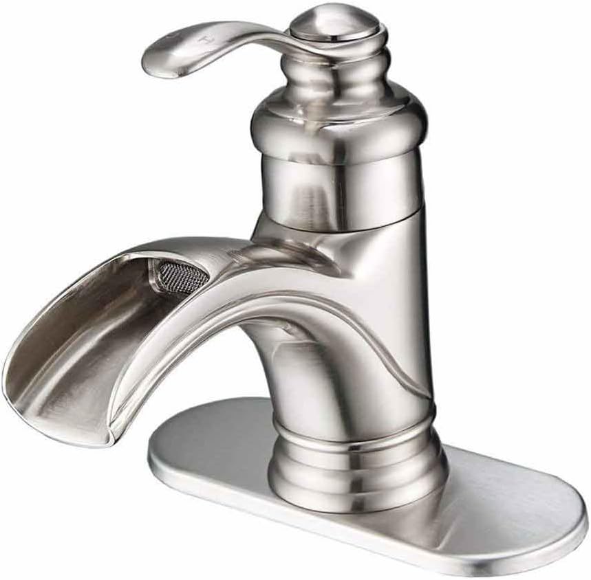 Review Era Bathroom Sink Faucet Oil Rubbed Bronze Single Hole Single Handle Waterfall Spout Deck Mount Supply Hose Included Bath Lavatory Faucet