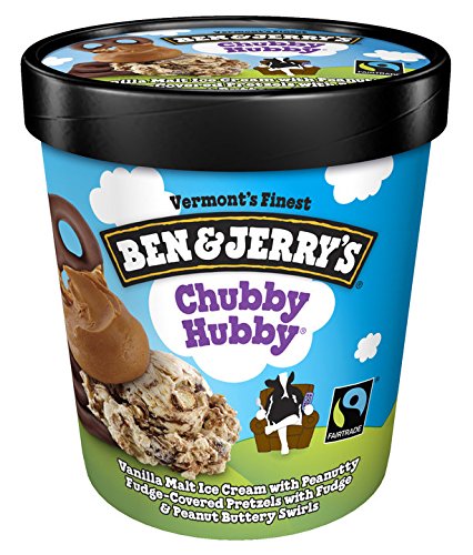 Ben & Jerry's - Vermont's Finest Ice Cream, Non-GMO - Fairtrade - Cage-Free Eggs - Caring Dairy - Responsibly Sourced Packaging, Chubby Hubby, Pint (8 Count)
