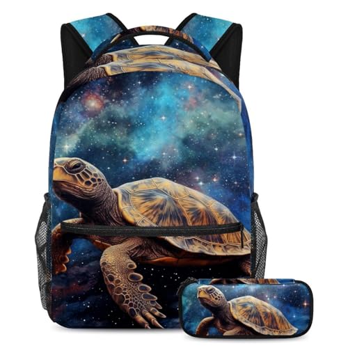 Sac à dos polyvalent 2 pièces Art Galaxy Ocean Turtle Large pour parfaire vos essentiels scolaires