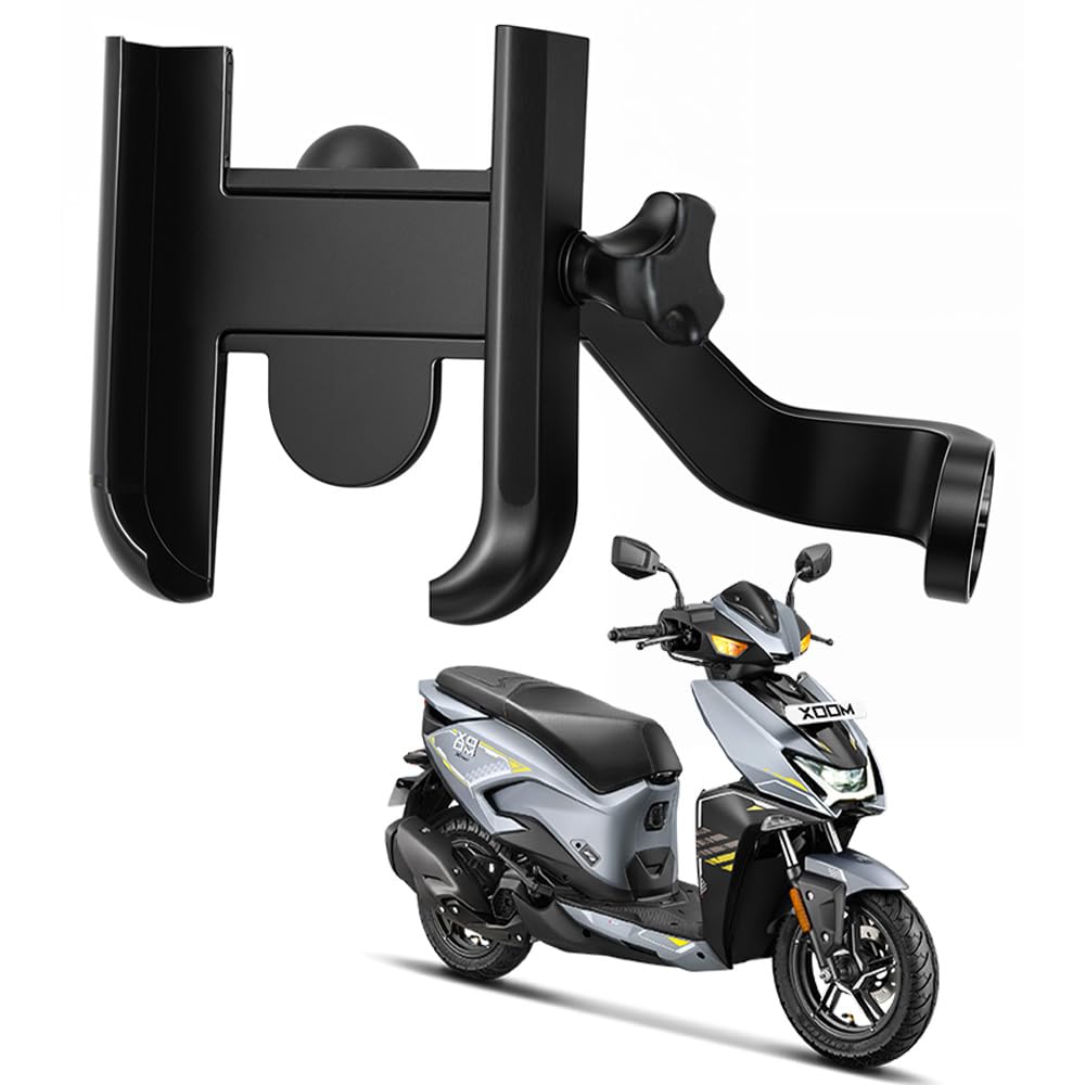 WHIPONE Metal CNC Mobile Holder for Scooter, Scooty & Motorcycle Compatible for Hero Xoom, Mirror Mount, 360° Rotation, Strong Anti-Slip Grip, Wide Adjustable Fit for All Smartphones (Black)-picture-33