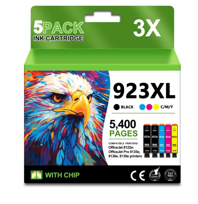 923XL 923e 923 Ink Cartridges (5 Pack with Chip)