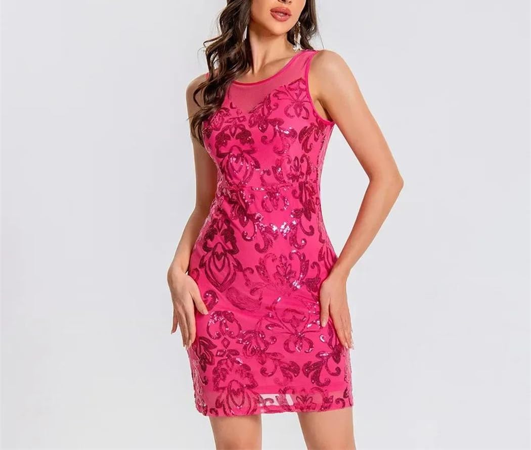 Minivestido sexy de verano para mujer, vintage, con lentejuelas, elegante, para fiesta, club, escenario, vestido casual