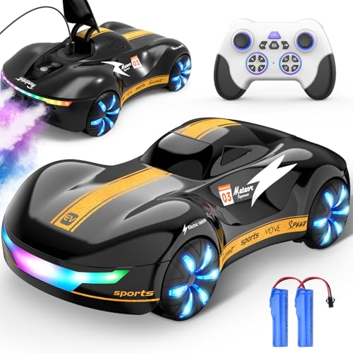 Ferngesteuertes Auto RC Auto Kinder ab 6 Jahre, Ferngesteuertes Auto 1:16 mit 2 Akkus & Dual-Lademode, 2.4GHz 4WD, Doppelauspuff Nebel-Effekt, LED Lichter, Musik & Rennwagen-Design Spielzeugauto