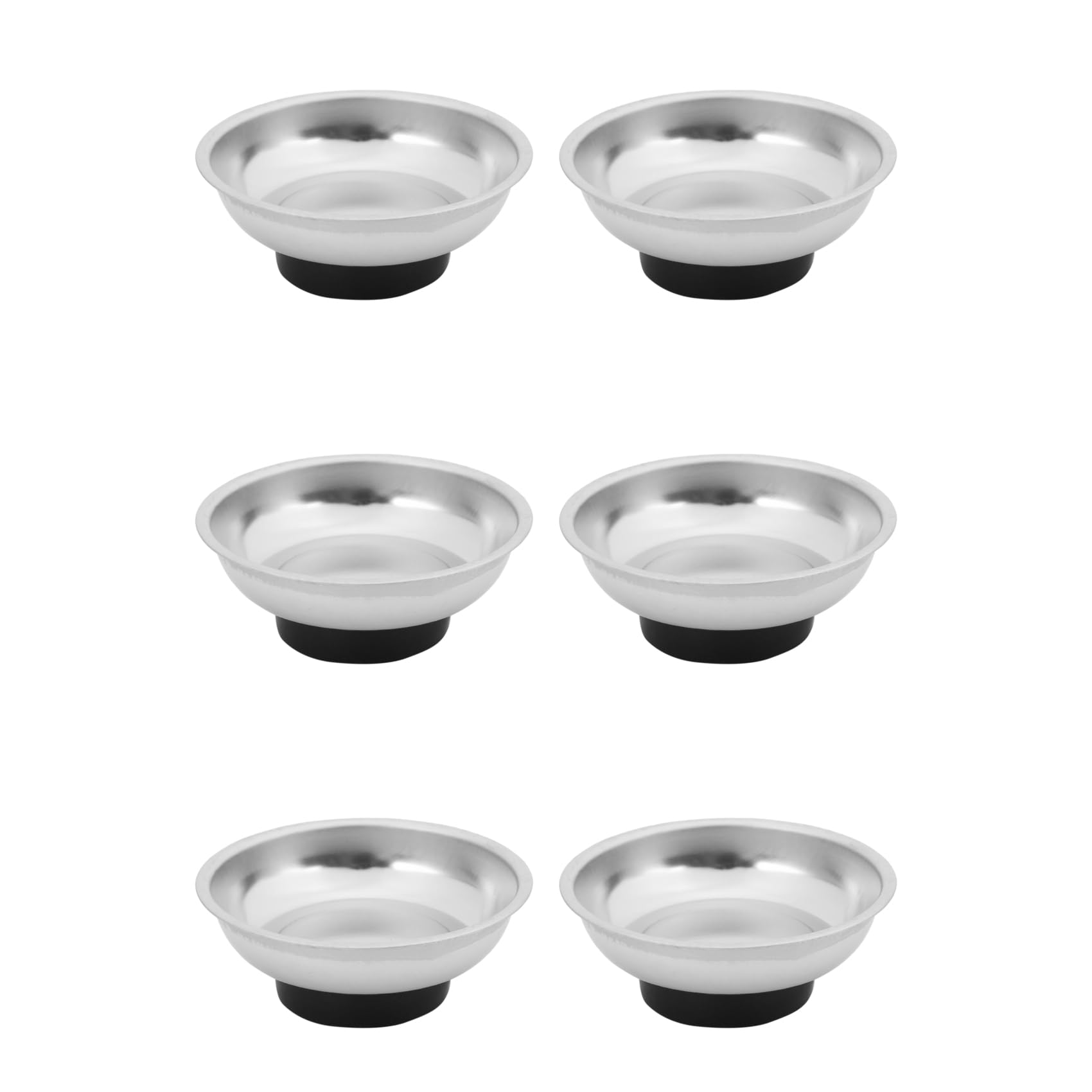 Jnchdghwa Silver 6X Circle Stainless Steel Magnetic Parts Bowl Tool Tray Nuts Bolts Screws Part Tray Magnetic Parts Plate 3 Inches