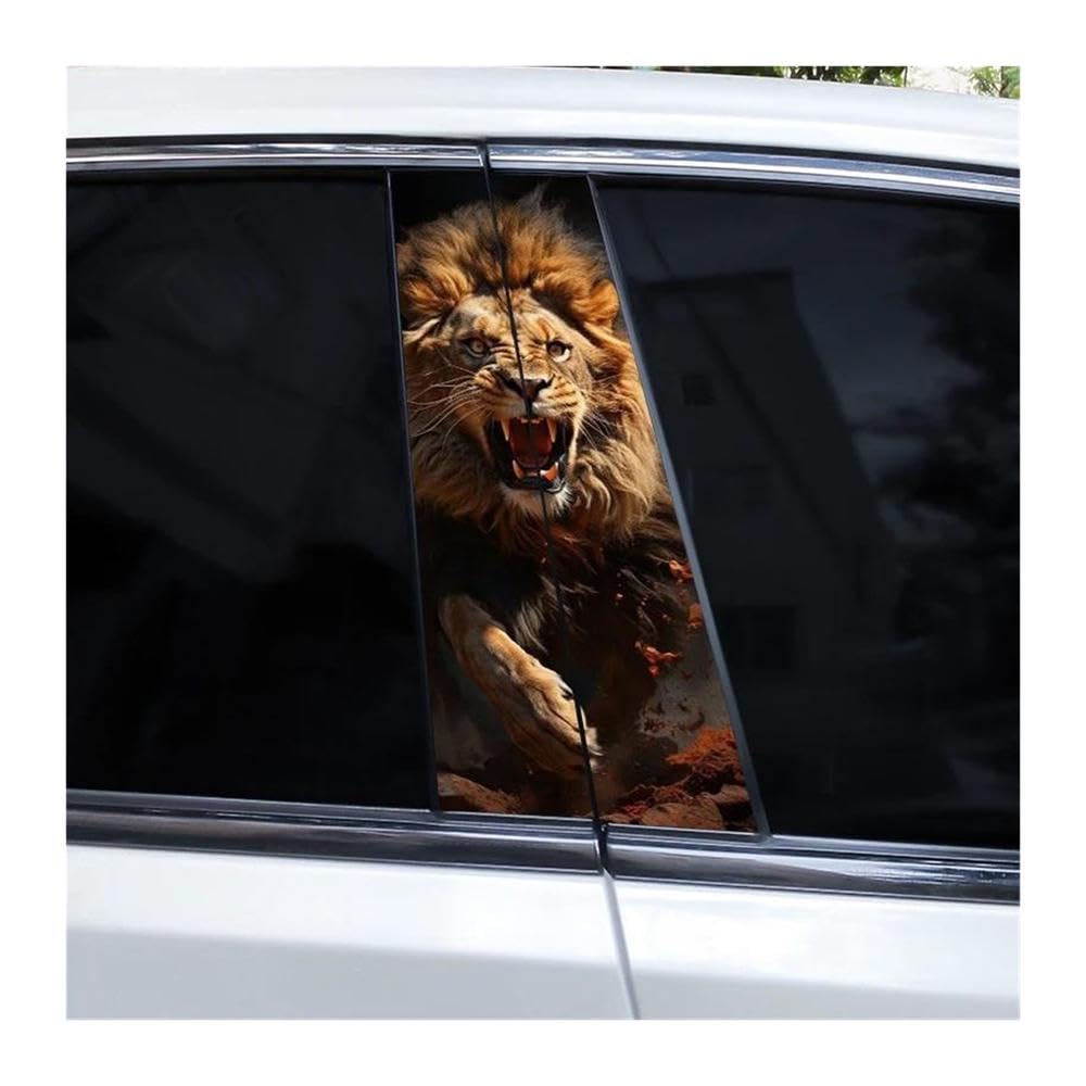 Decorative Items 1pair Animal Lion Car Door Pillar Sticker DIY Car B Pillar Vinyl Sticker(J)