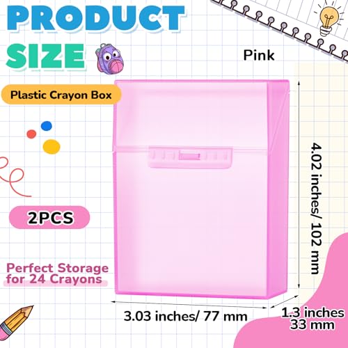 Image of Clabby 2 Pcs Clear Plastic Crayon Boxes Hold 24 Count, Pink