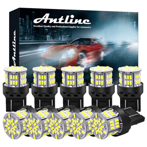Antline 7440 7443 T20 992 LED Bulbs White Super Bright 3014 54-SMD LED Replacement for 12 V-24V RV Camper Car Vehicle Trailer Boat Trunk Backup Reverse Tail Brake Turn signal Lights (Pack of 10)