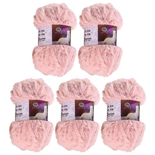 5 Pack Of Soild Wool Fur Fluffy Plush Thick Knitting Yarn Supper Soft Fur Crochet Yarn For Diy Knitting Scarf Coat Gloves Hat Rugs Clothes Knitting Projects 250G #TOP17