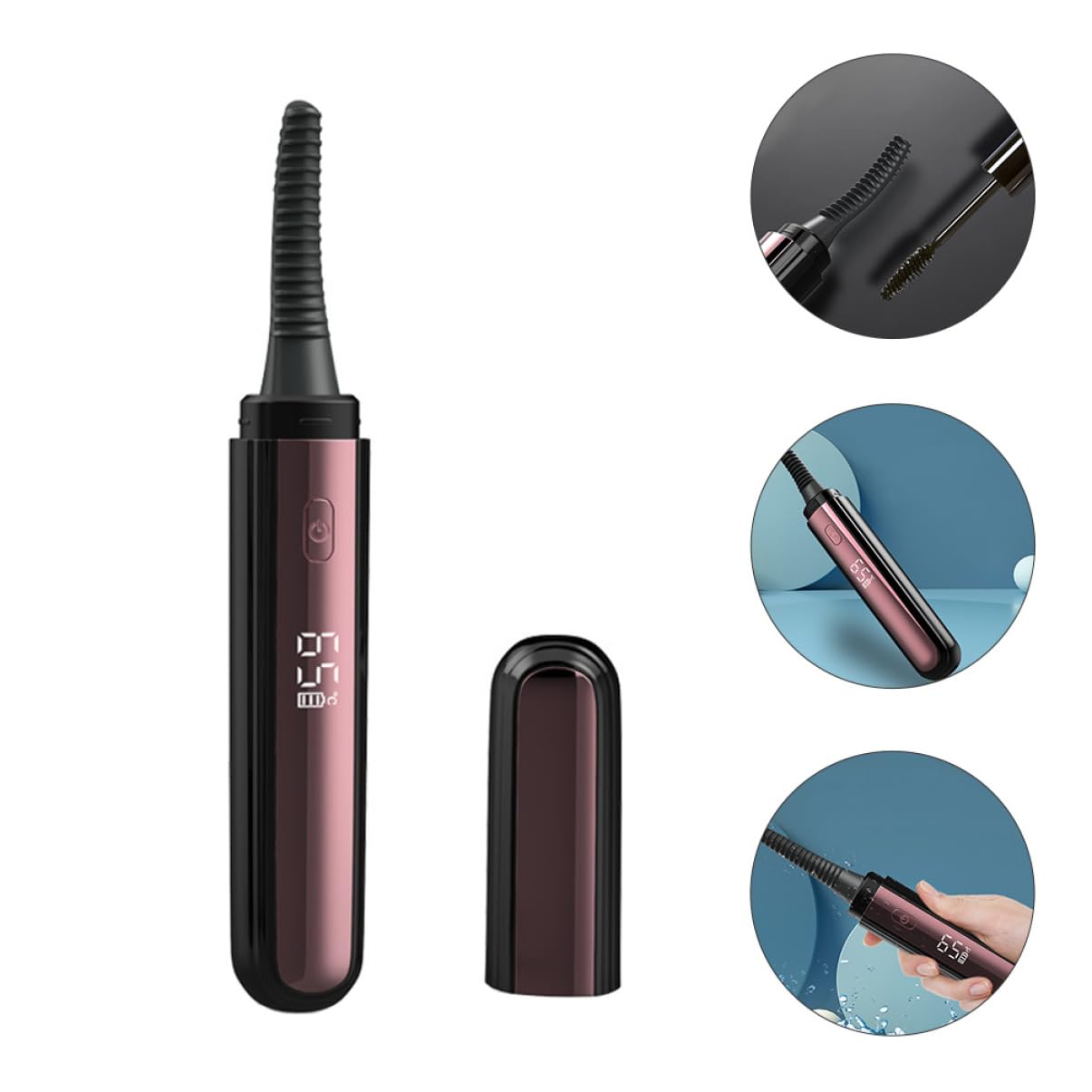 Rizador Abs 360mah Recargable Eléctrico Negro de Pestañas | Pinza Calefactora Profesional 1 Juego Portátil y Ligero , para Maquillaje y Viaje de Negocios