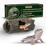 Crested Gecko Hide - Log Hides for Reptiles - Reptile Hide Cave with Suction Cups - Unbreakable Realistic Design Gecko Ledge - Safe Resin for Your Pets