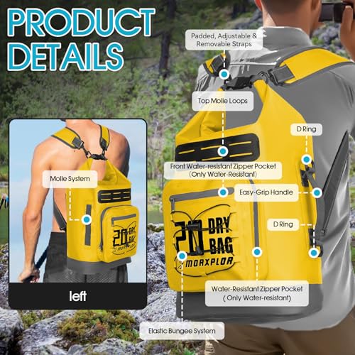 Image of MORXPLOR Dry Bag Waterproof,5L /10L /20L /30L /40L /55L Roll Top Dry Bag Backpack with WaterProof Phone Case for Swim,Kayak