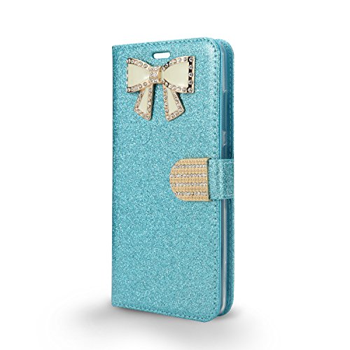 ZTE ZMax Pro Z981, Grand X Max 2 Z988 New Frontier Wireless Accessory Wallet Case with PU Leather + TPU Inner Fold Stand Pouch with ID Credit Card Photo Cash Slots (WBL Light Blue)