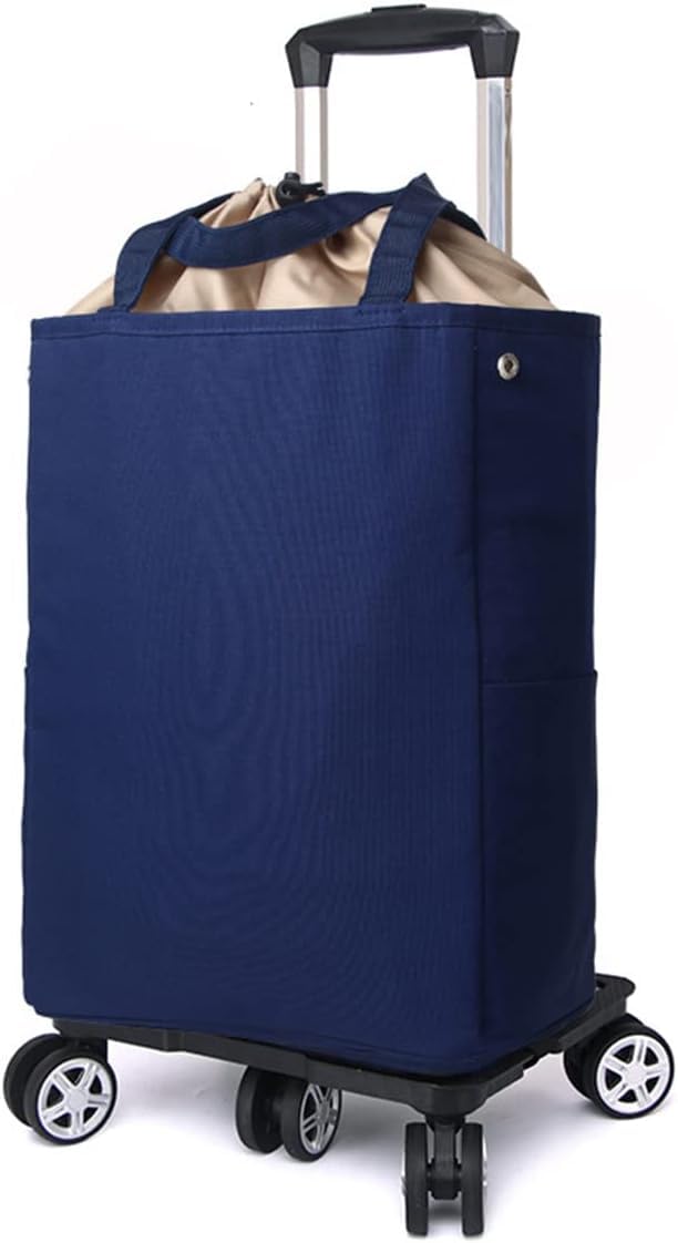 Aluminiowy składany wózek na zakupy, wózek na zakupy, pojemność 20 kg, 5 kółek, izolowana torba chłodząca, łatwy transport i przechowywanie, wózek spożywczy z torbą na zakupy