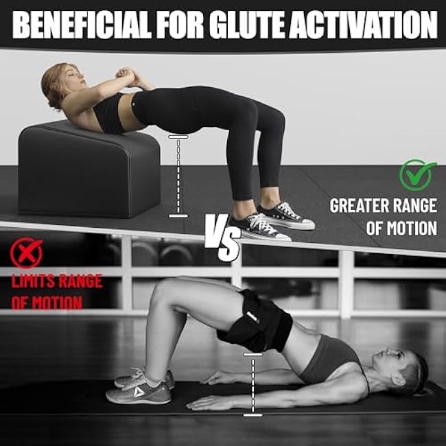 HT01-B Hip Thrust Bench, Hip Thrust Machine for Core&Ab Strength Training, Hip Thrust Booty Workout Box with Non-Slip, Glute Bridge Machine for Home and Gym, Large/Medium Size