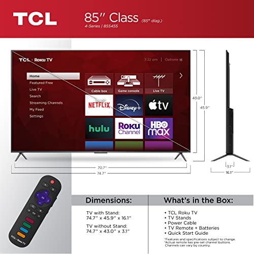 Image of TCL 85 inch Class 4-Series 4K UHD HDR Smart Roku TV - 85S455