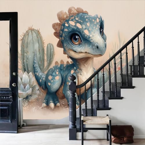 Mural de pared 3D efecto seda con cactus y suculentas beige para salón elegante 5
