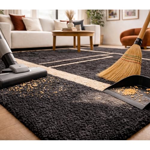 Image of 1.5x4 feet Shaggy Polyester Abstract Modern Area Rug - 2 Inch High Pile Ultra Soft Plush Carpet for Living Room, Bedroom & Kids Room, Thick Fluffy Rug for Indian Home Decor C - Rectangular