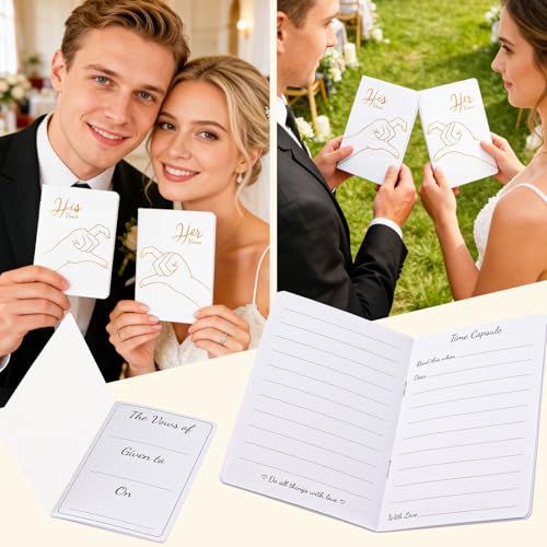 LERCTH Wedding Vow Books Set for Bride and Groom - Love Heart Gold Foil Journal for Wedding Ceremony and Bridal Shower — view 5