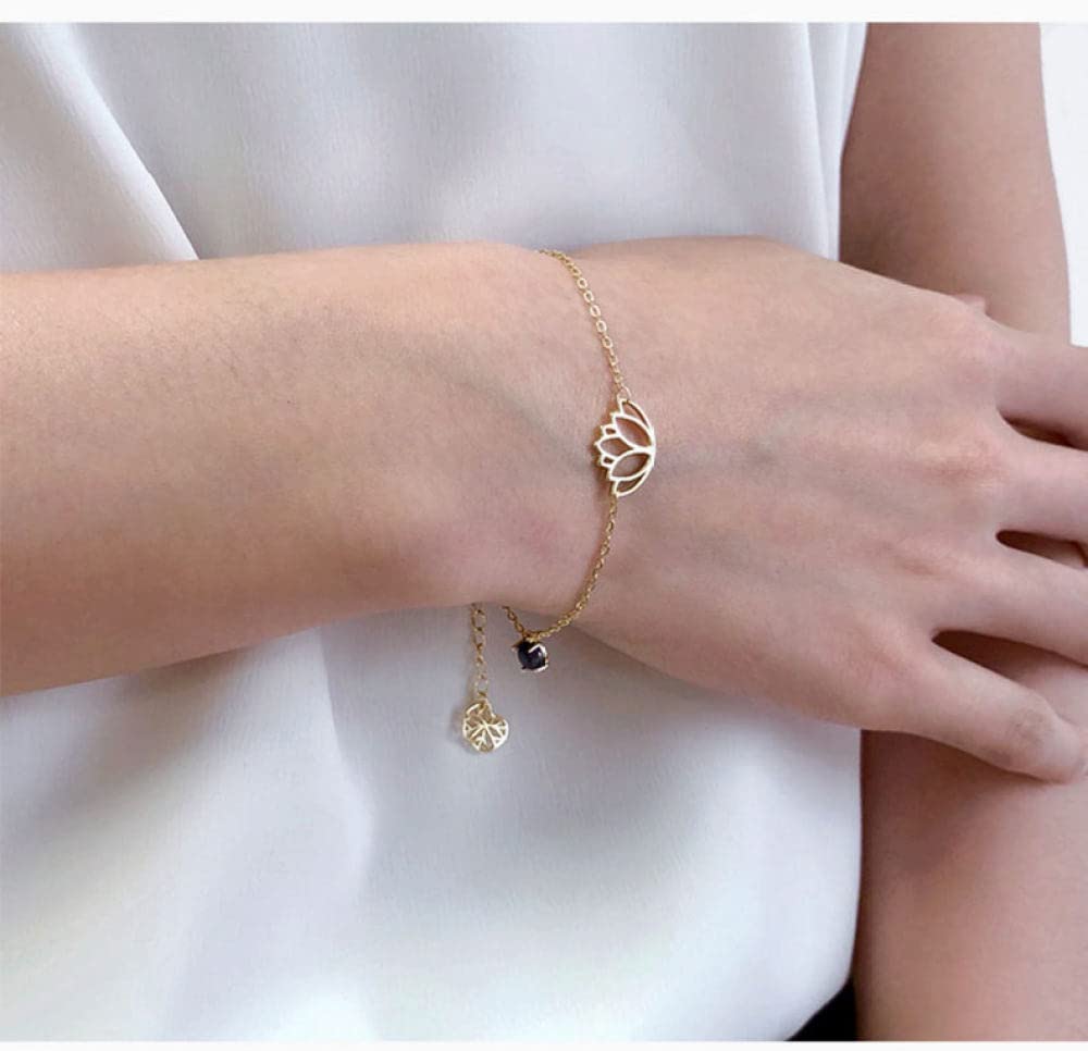 Armband Damen Silber,S925 Silberarmband Mit Lotus Lapislazuli Goldene Freundschaftsbänder Verstellbarer Sterling Silberschmuck Für Frauen Geschenk Freundin Ehefrau