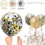 Zesliwy Black Gold Confetti Balloons 50 pack - 12 Inch Gold White and Black Confetti Balloons with Ribbons for Graduation Birthday Wedding Party Decorations - Image 4
