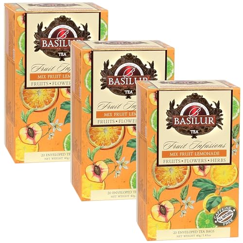 BASILUR Infusiones de Frutas - Té descafeinado afrutado con sabores de frutas tropicales y cítricos, en bolsitas de 20 x 2 g (3)