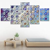 SIGNWIN 5 Panel Canvas Wall Art Modern Art Abstract Contemporary Edgy Mixed Media Multicolor Patterns for Home Decorations Ready to Hang - 60