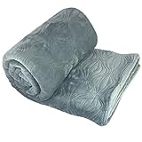 Home Soft Things Quilted Flannel Fleece Embroidered Throw Blanket, 50' x 60', Silver Blue