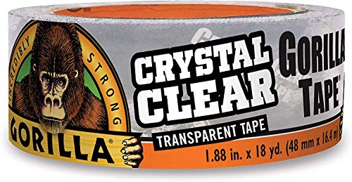 Gorilla Crystal Clear Duct Tape, 1.88 x 18 yd, Clear, (Pack of 1), Limited idition
