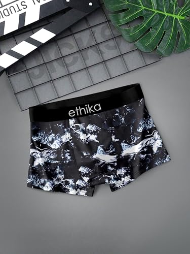 Image of Ethika Men's Extra Thin Elastic Underwear Long Comfortable Ice Silk Breathable Comfort Brief-Boxer-Trunks Imported Material Pack of 3 (in, Alpha, M, Multicolor)
