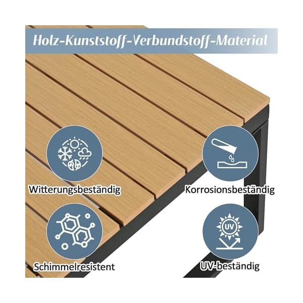 Merax Gartenmöbel Set mit Ecksofa und Tischen Beige