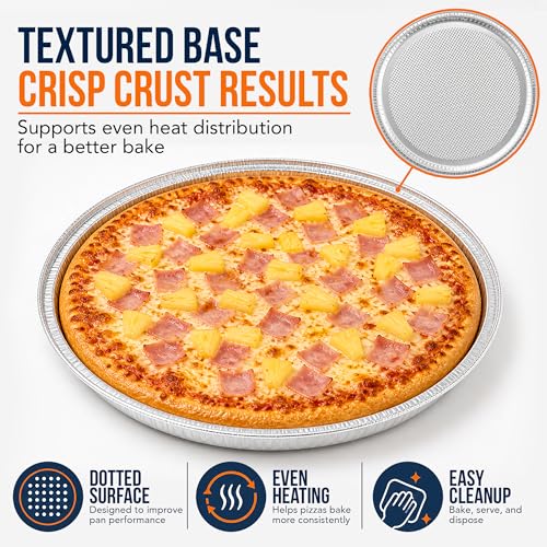 Disposable Pizza Pans 12 Inch (15 Pack) - Round Aluminum Pizza Pan Disposable for Individual Pizzas, Cookies, Cakes, Round Foil Focaccia Pan, Round Foil Pizza Pans Trays, Large Serving Trays for Pizza by Linda's Essentials - Used condition - Image 2