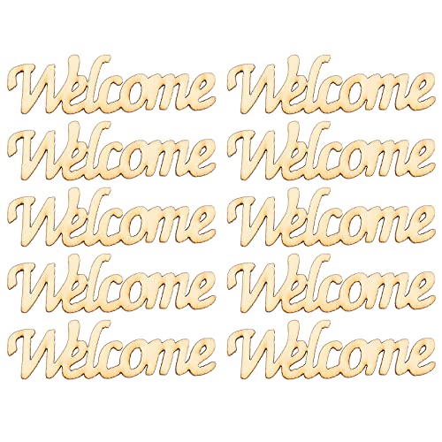 GARNECK Wedding Decor 30pcs Welcome Wood Letters Unfinished Wood Sign Hanging Accessories or Wall Wedding Party Decor Rustic Garland