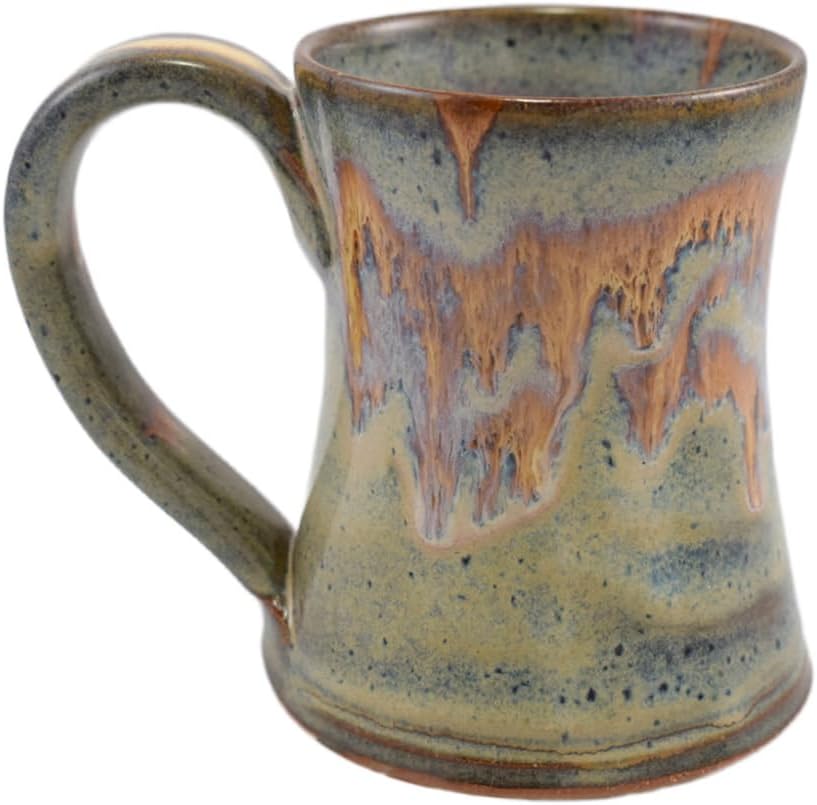 American Handmade Stoneware Pottery 16-oz Wide Base Mug, Honey Meadow Collection