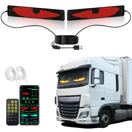 Image of 2PCs Devil Eyes Lights for Cars,Ultra-Thin Flexible LED Display Screen Panel Suitable for Car Back Window,Dynamic Personalized Big Eye Lights for Truck Windshield with Remote,APP and Voice Control