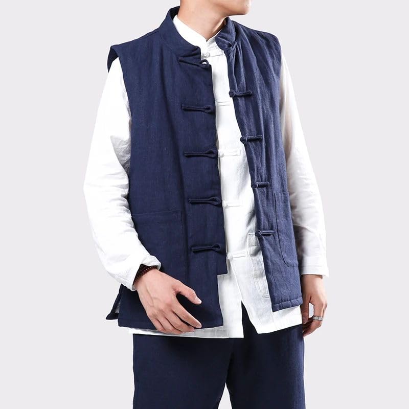Chaleco de lino vintage acolchado con algodón confección premium tradicional Hanfu 2