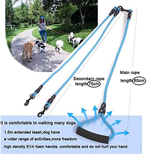 Dog Leash pet Dog Leash Nylon Rope Double Dual Two Heads Dogs Leash Two And More Dogs Collars Harness Leads 1Pcs Blue Two Ropes