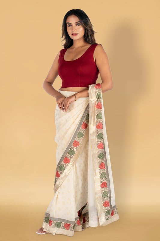 Image of Abhi Readymade Saree Blouse for Women- Sleeveless, Round Neck, Regular-fit, Stretchable, Pull-on Style Blouse