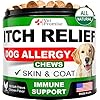 Dog Allergy Relief Chews Dog Itch Relief Treatment Anti Itch Itchy Skin Dry Skin Hot Spots Immune Health Supplement with Probiotics Omega 3 Fish Oil Colostrum Made in USA 120 Treats