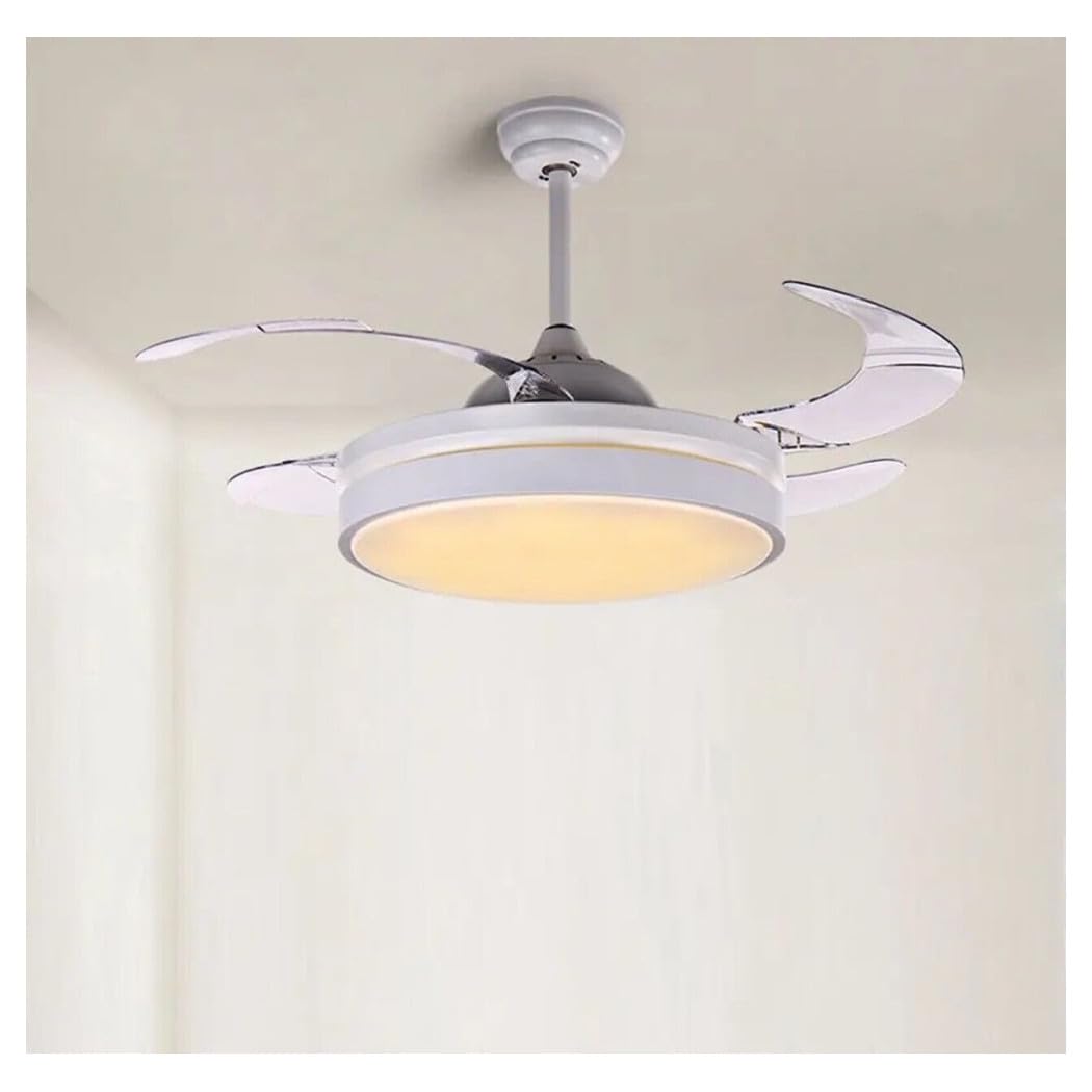 Trade Shop - Plafoniera Moderna LED con Ventilatore Soffitto Cambia 3 Luci Telecomando F7189