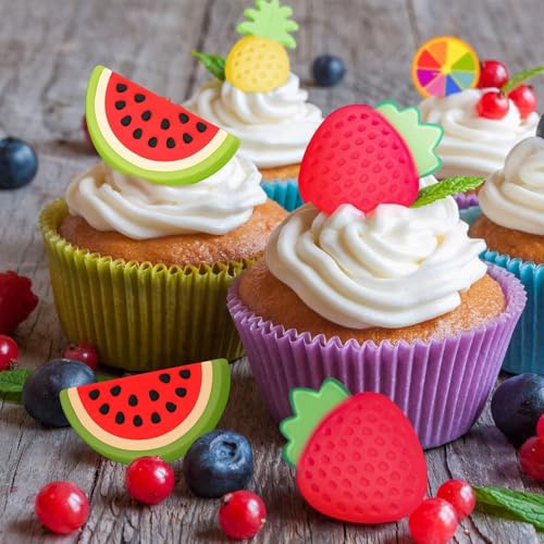 4 Pack Silicone Fruit Molds Pineapple Lemon Watermelon Strawberry Reusable Non Stick Safe for Baking Candy Cake Decor DIY with Kids Microwave Oven Dishwasher Safe by Generic - Image 5