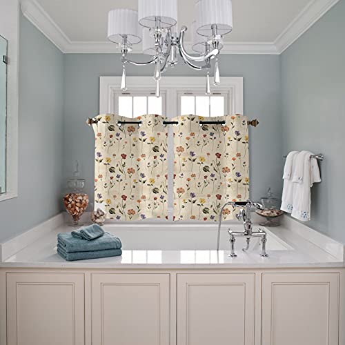 Window Treatment Sheer Curtains Retro Small Floral,2 Panels Kitchen Tier Grommet Draperies & Curtains 39 Inch Length For Living Room/Bedroom/Patio/Sliding Glass Door #TOP2