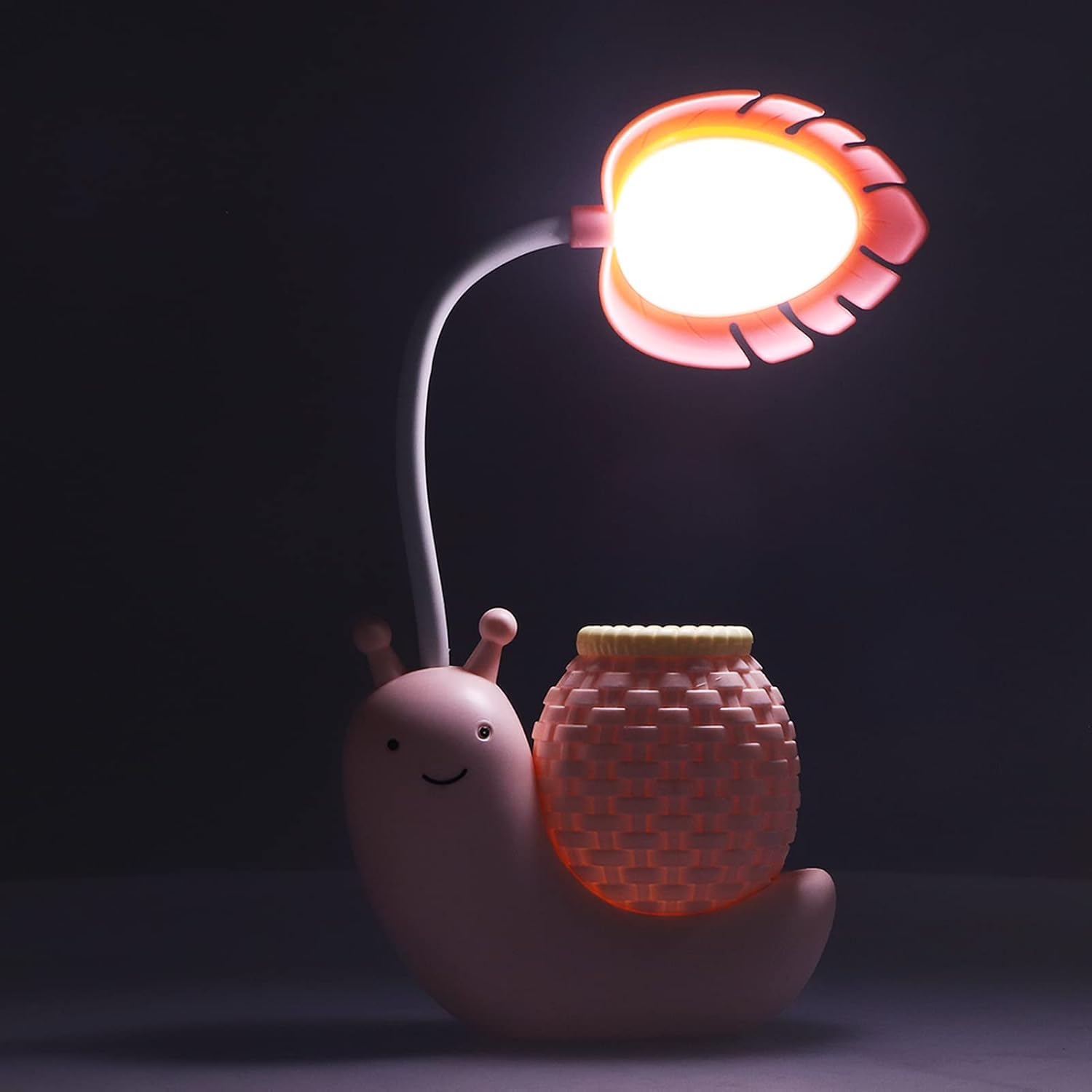 Garosa LED Desk Lamp with Pen Holder Cartoon Animal Snail Table Lamp Multiple Function USB Charging Cute Desk Light Gooseneck for Students Kids Warm White Light 0.6~3W DC 5V()