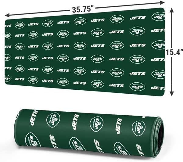 Skinit Extra Large Gaming Mouse Pad - Officially Licensed NFL New York Jets Blitz Series Design with Stitched Edges, Waterproof, Non-Slip Rubber Base, Desk Mat for Keyboard & Mouse