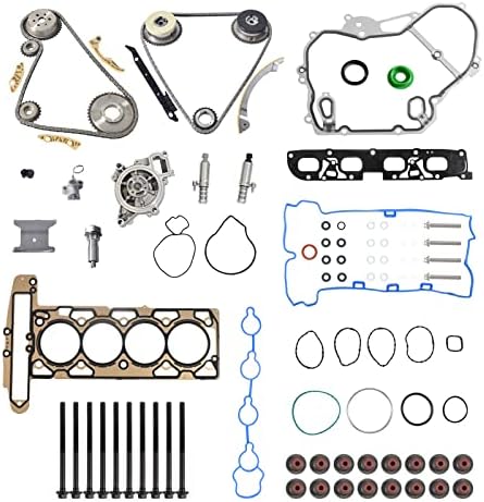 Timing Chain Kit Water Pump Head Gasket Set VCT Selenoid Actuator Gear for 2009-2017 GM Buick Equinox Malibu Terrain 2.2L 2.4L Ecotec 9-4201S HS26517PT